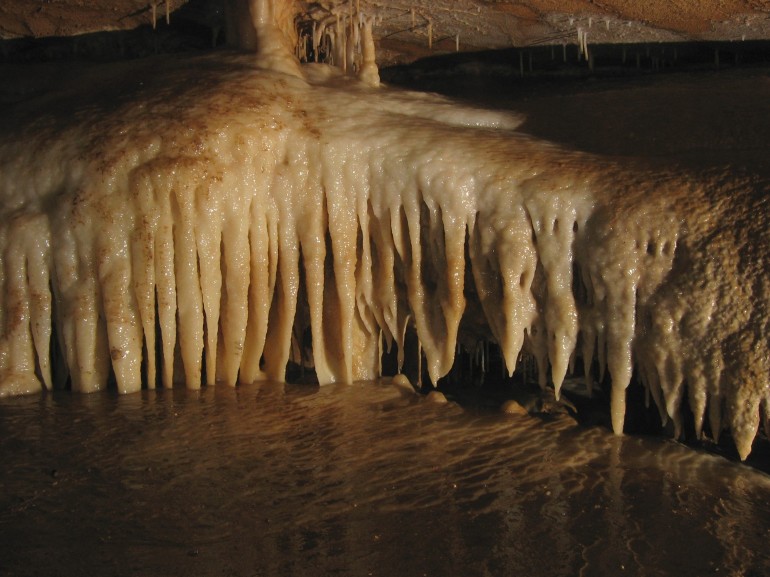 A closer view of the white drapery.